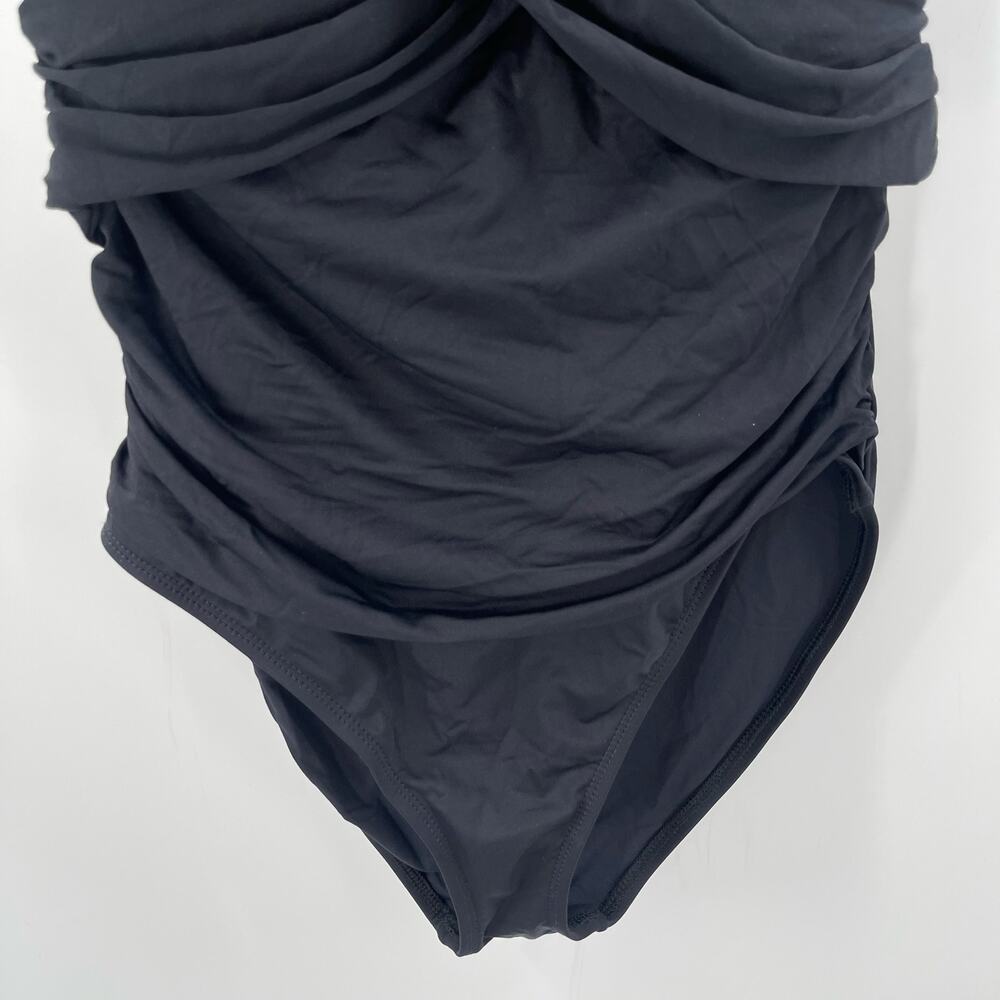 LA BLANCA Swimsuit SZ 14 One Piece Black NEW Twist Bandeau Halter/Strapless - Picture 14 of 16